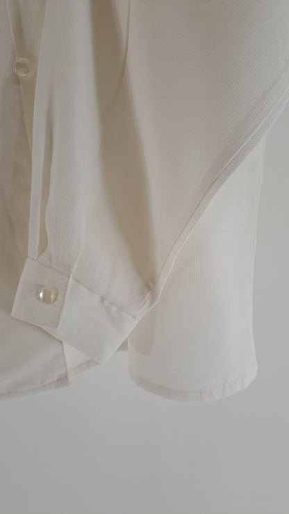 VINTAGE • BLUSE • RÅHVID PERLEMOR • STR. XXL
