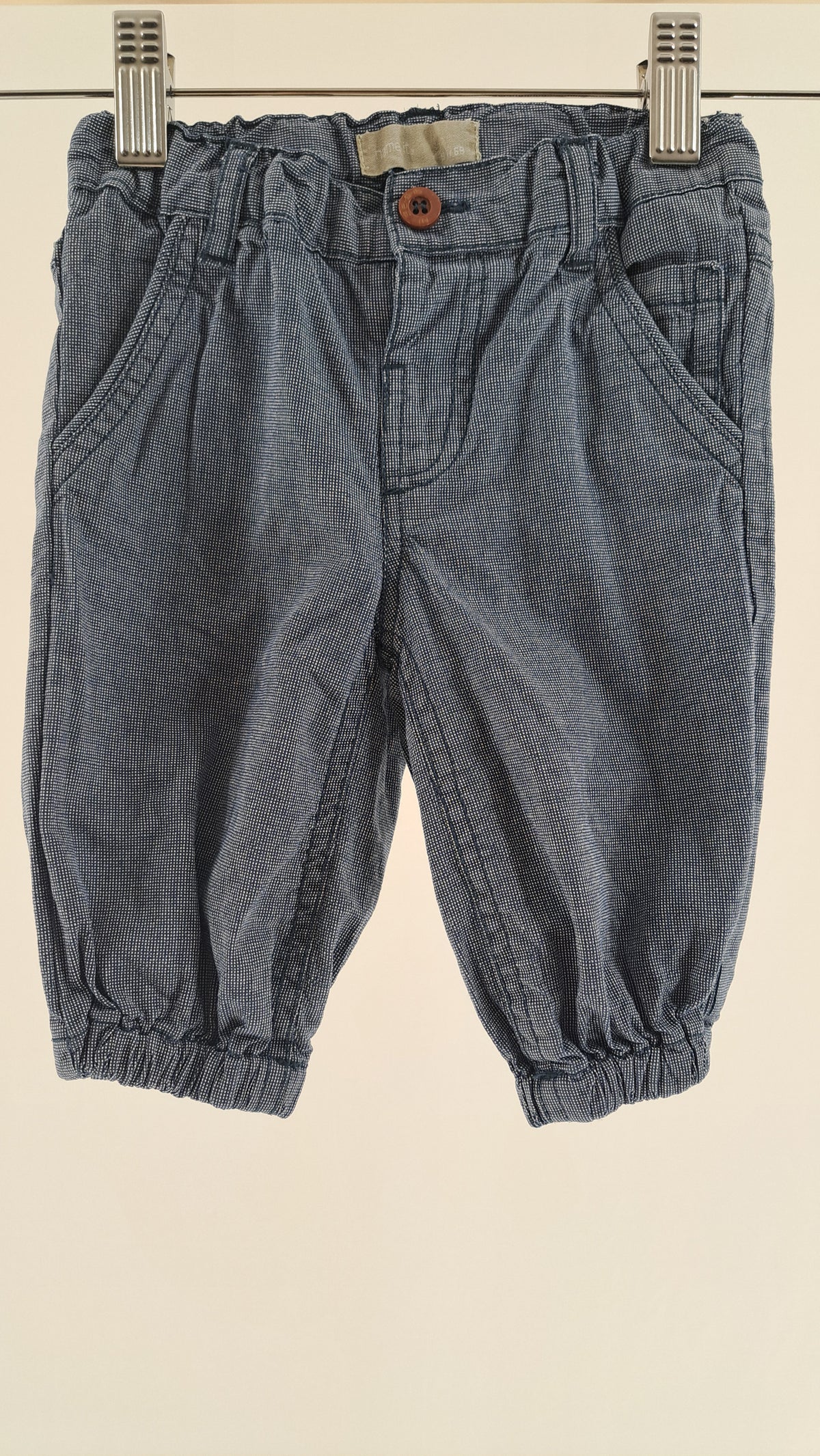 NAME IT • TROUSERS • NAVY CHAMBRAY • SIZE 68
