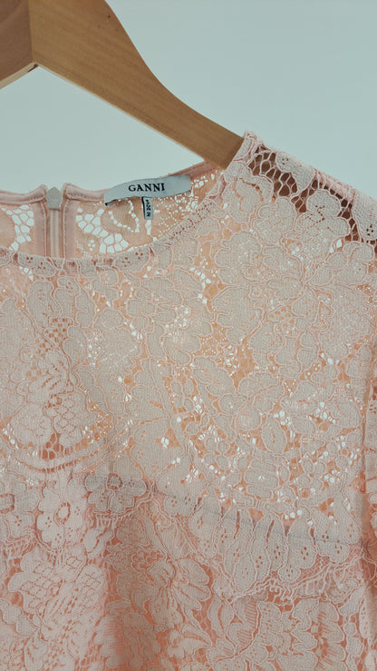 GANNI • TOP • LYSERØD BLOMSTERBLONDE • STR. XL