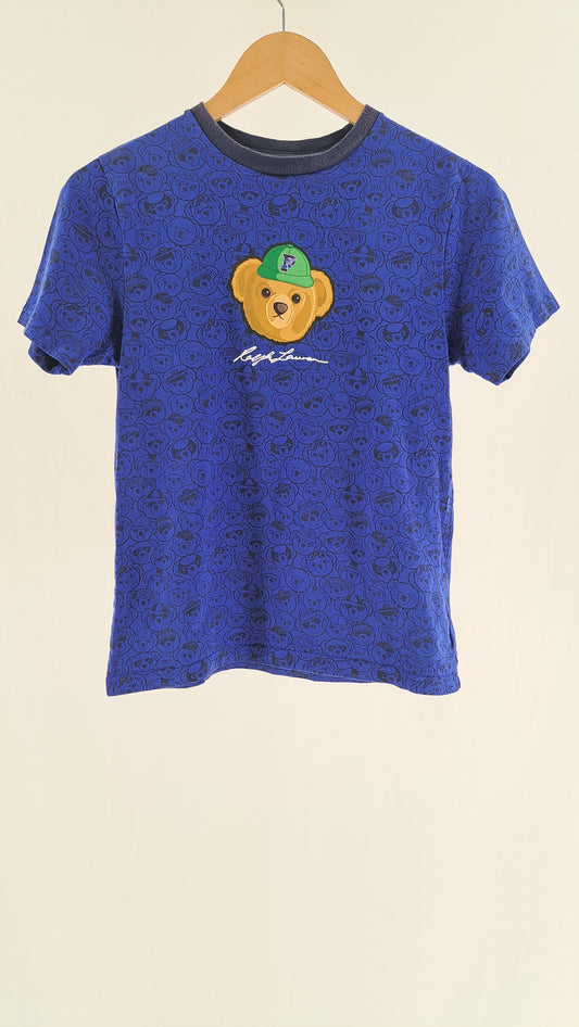 RALPH LAUREN • T-SHIRT • ROYAL BLUE POLO BEAR • SIZE 140