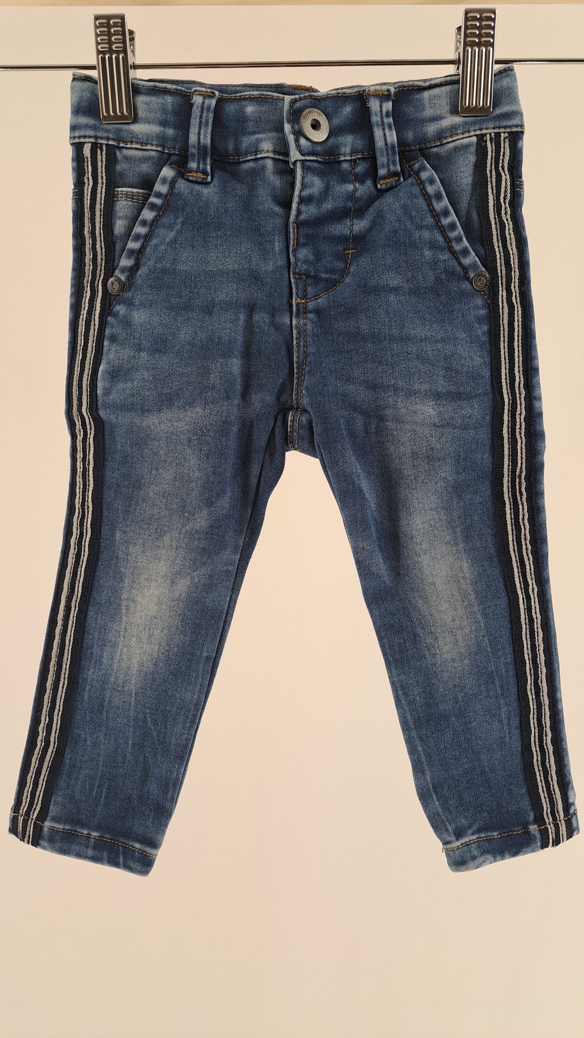 NAME IT • JEANS • BLÅ DENIM STRIBER • STR. 80