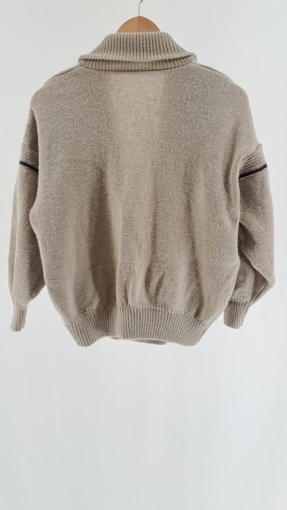 Schoeller vintage uldcardigan i beige set bagfra