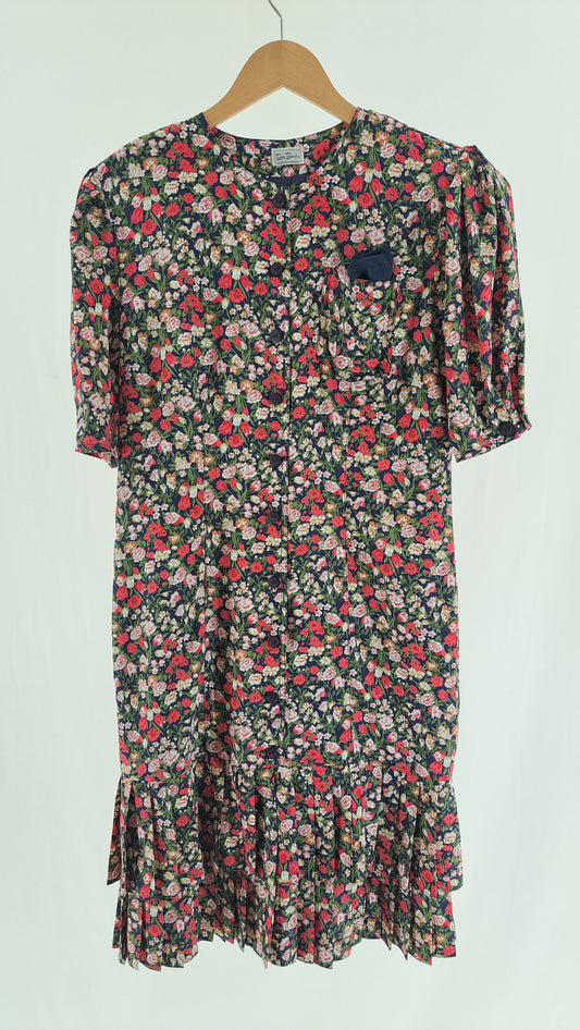 VINTAGE • DRESS • NAVY FLORAL • SIZE M
