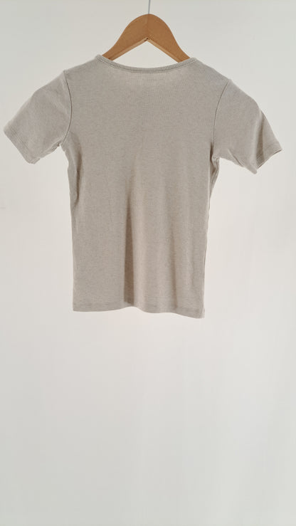 NAME IT • T-SHIRT • SAND/BEIGE RIB • SIZE 134/140