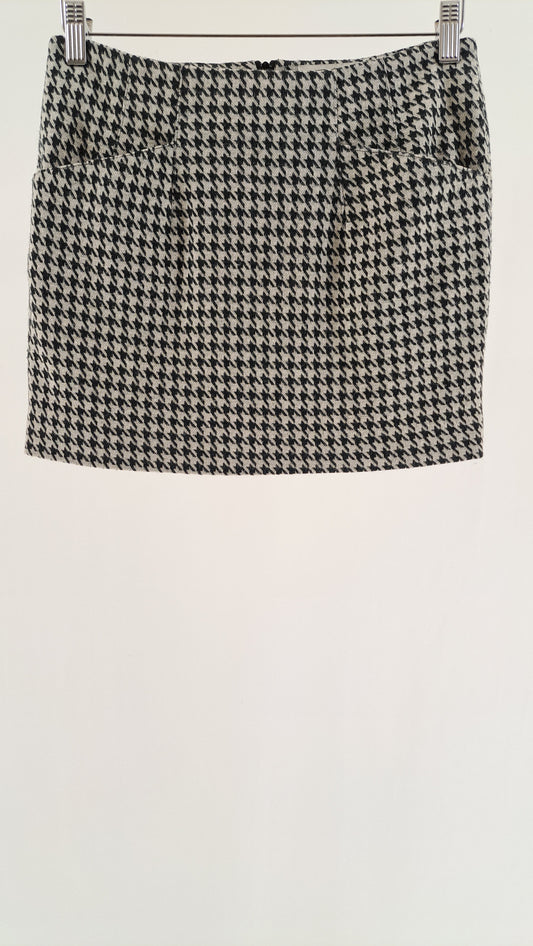 GANNI • SKIRT • BLACK GREY HOUNDSTOOTH • SIZE S
