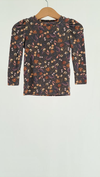 NAME IT • BLUSE • ANTRACIT BLOMSTRET PUFÆRMER • STR. 86