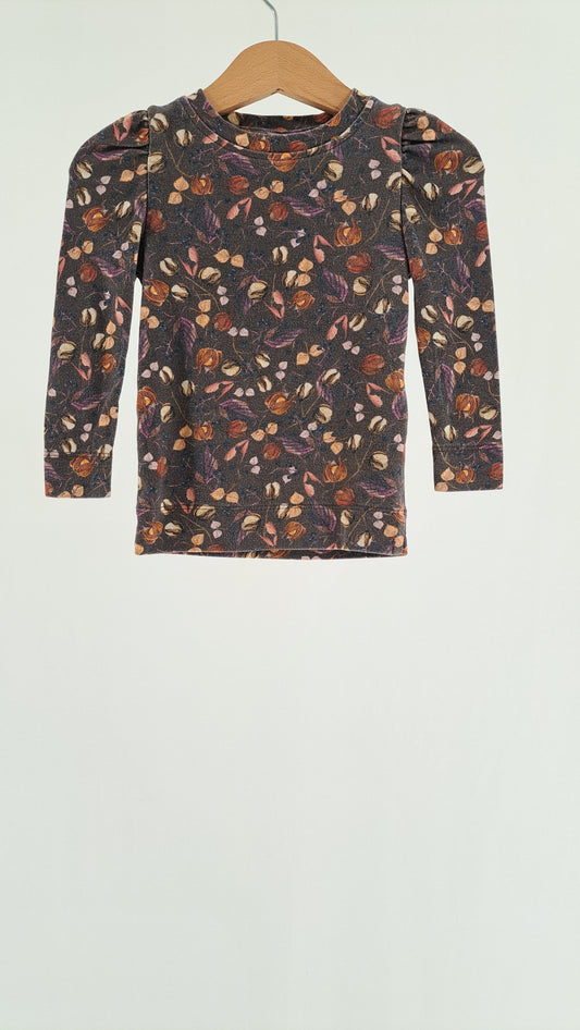 NAME IT • TRÖJA • ANTRACIT BLOMMIG PUFFÄRM • STORLEK 86