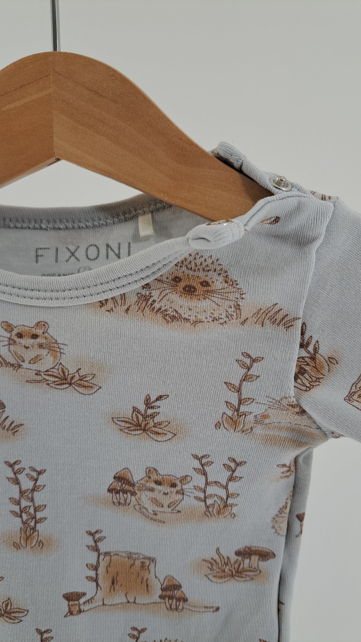 FIXONI • BODYSUIT • LIGHT BLUE FOREST ANIMALS • SIZE 56