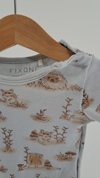 FIXONI • BODYSUIT • LIGHT BLUE FOREST ANIMALS • SIZE 56