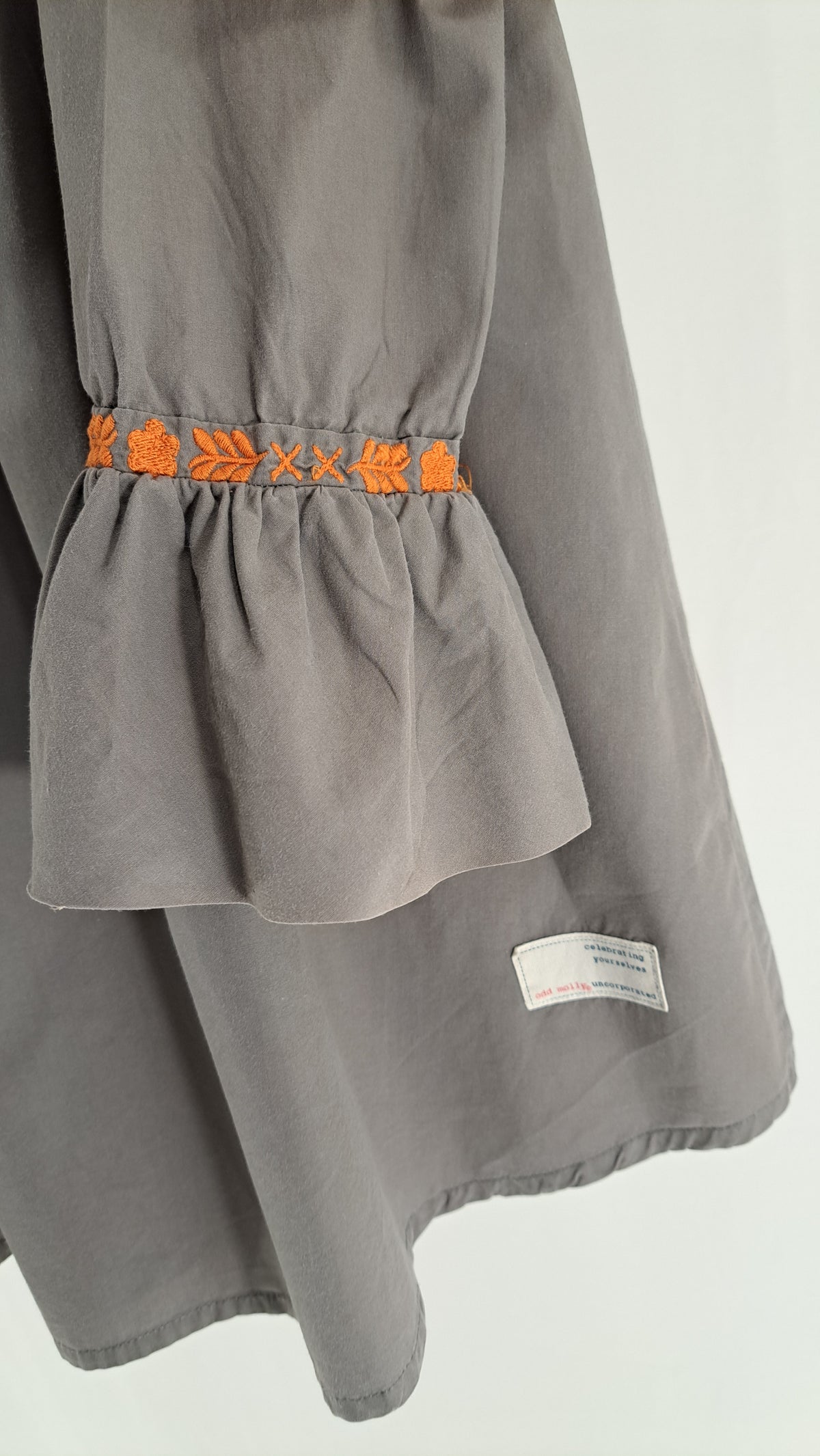 ODD MOLLY • BLOUSE • TAUPE ORANGE EMBROIDERY • SIZE L/XL