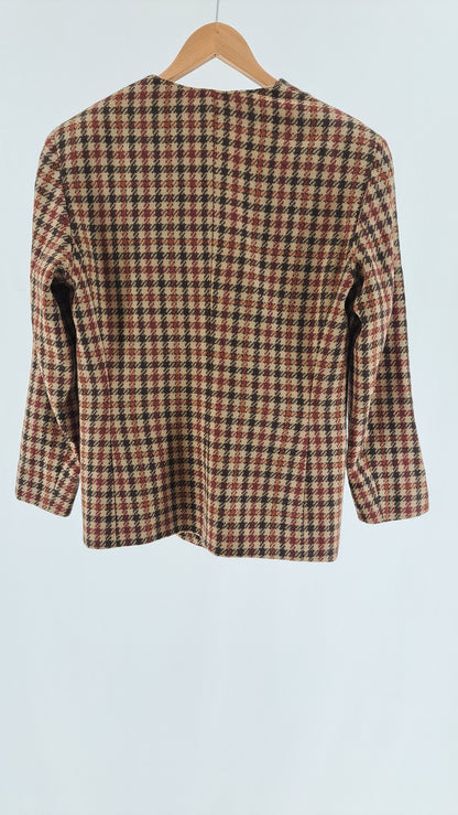 MARELLA • VINTAGE BLAZER • BRUN BORDEAUX HOUNDSTOOTH • STR. XL