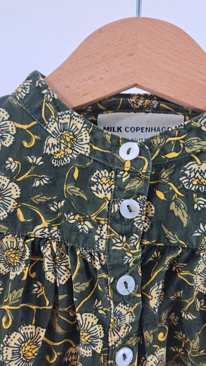 MILK COPENHAGEN • BLOUSE • GREEN FLORAL PRINT • SIZE 98/104