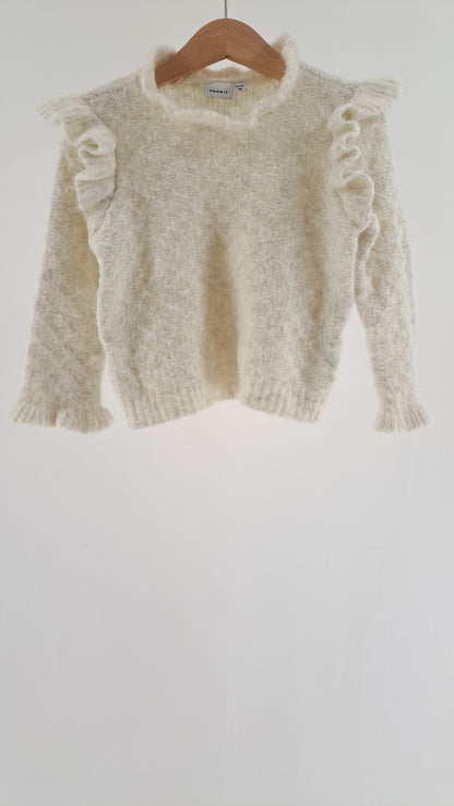 NAME IT • SWEATER • OFF-WHITE FLUFFY RUFFLES • SIZE 92