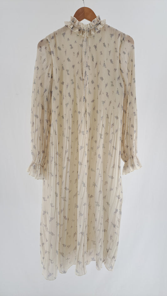 GANNI • DRESS • CREAM/GREY FLOWERS • SIZE XS