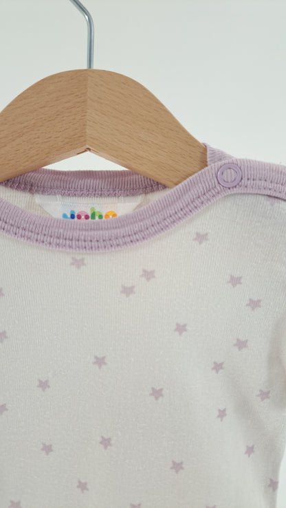 JOHA • BODYSUIT • WHITE/LILAC STAR • SIZE 62