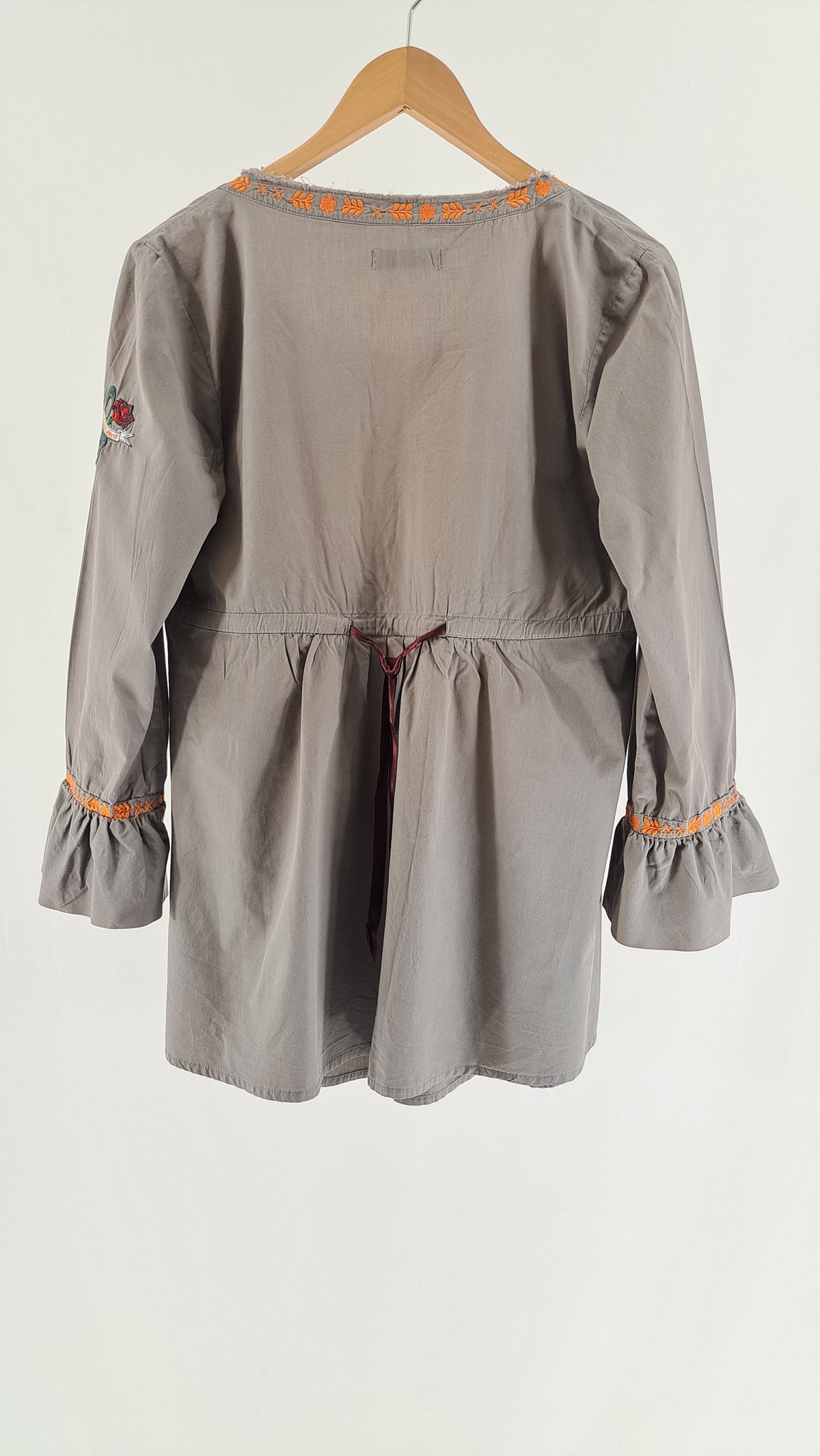 ODD MOLLY • BLOUSE • TAUPE ORANGE EMBROIDERY • SIZE L/XL