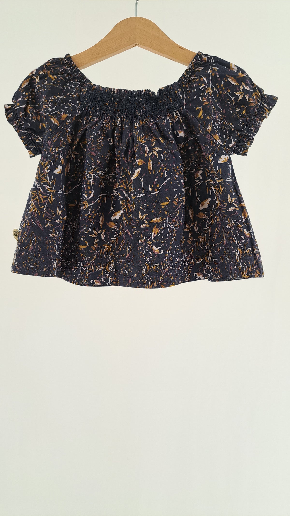 POMP DE LUX • BLOUSE • NAVY BLUE BOTANICAL PRINT • SIZE 62
