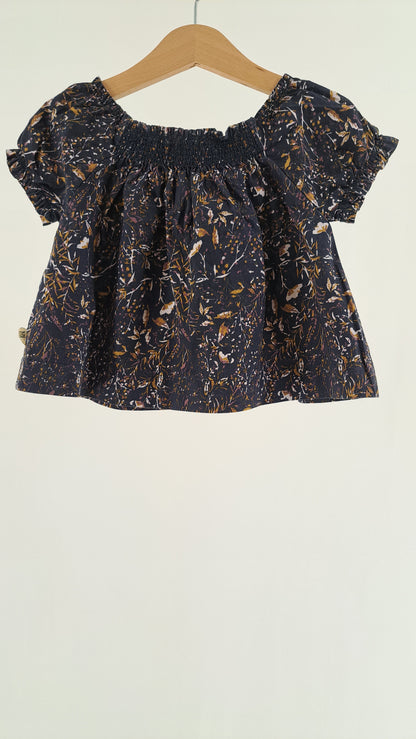 POMP DE LUX • BLOUSE • NAVY BLUE BOTANICAL PRINT • SIZE 62