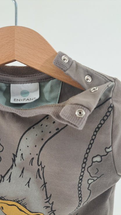 EN FANT • T-SHIRT • GRÅ STRUDS PRINT • STR. 74