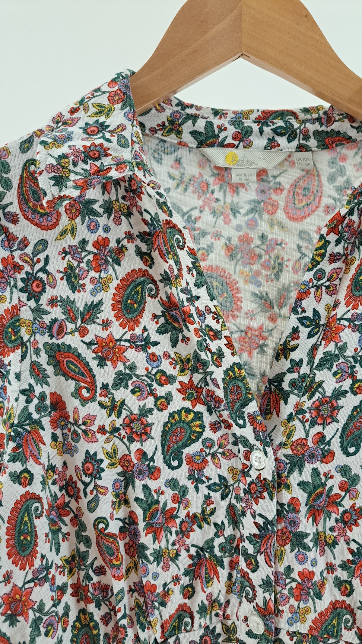 BODEN • KJOLE • HVID PAISLEY/BLOMST PRINT • STR. M