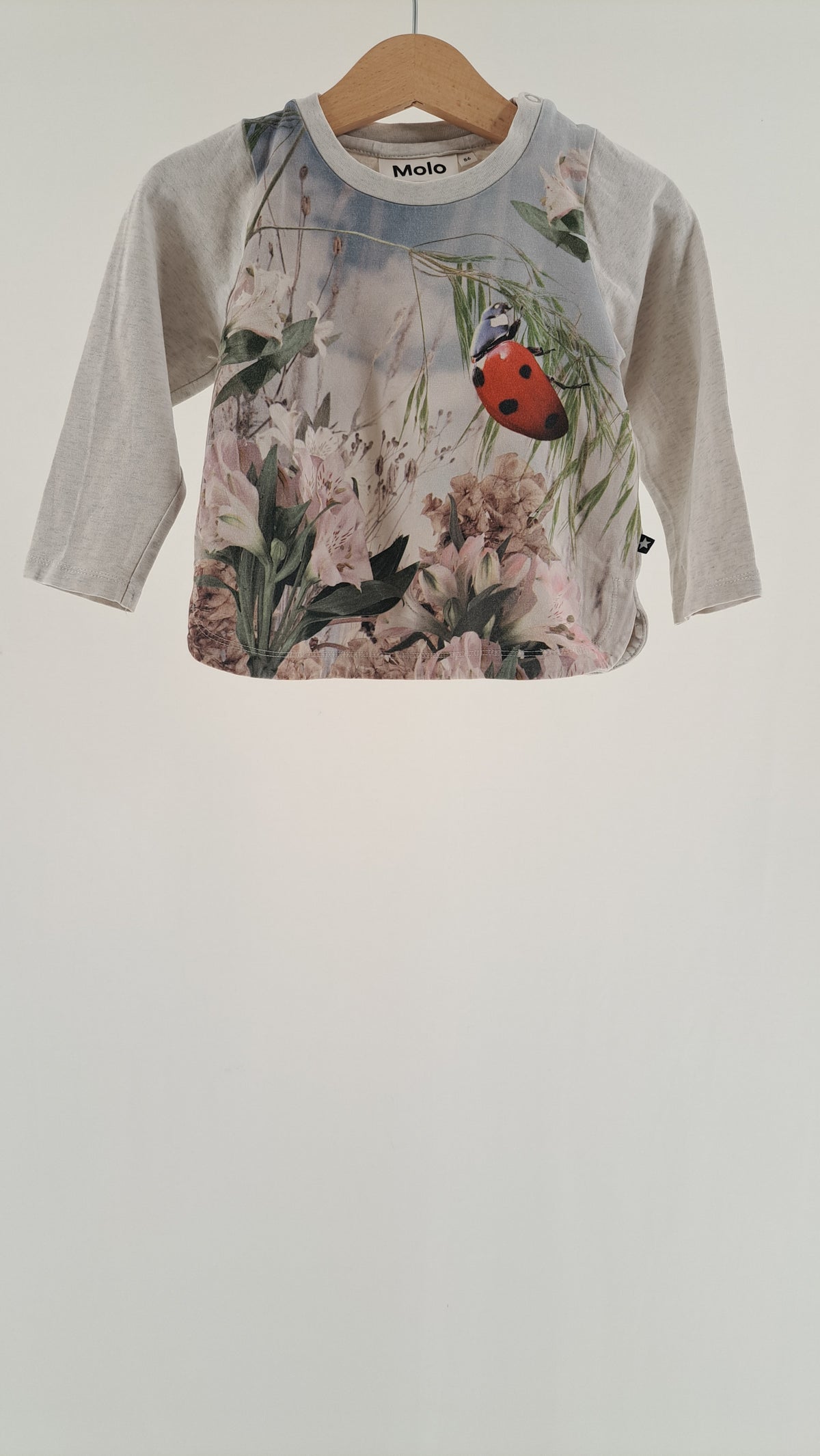 MOLO • BLOUSE • GREY NATURE PRINT LADYBUG • SIZE 86