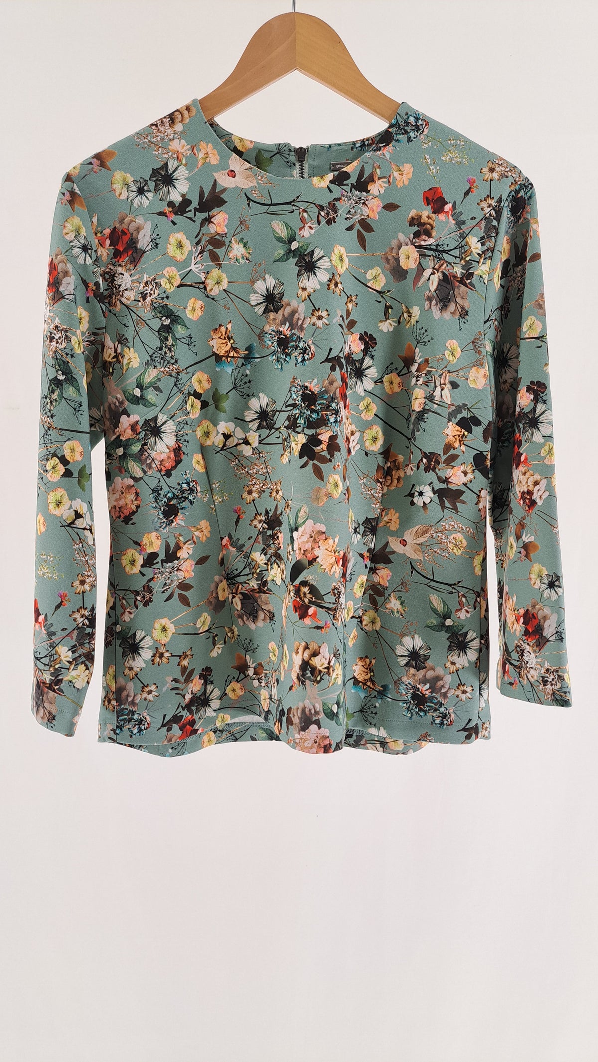 Gustav | Bluse | Mintgrøn/Blomst | Str. 40