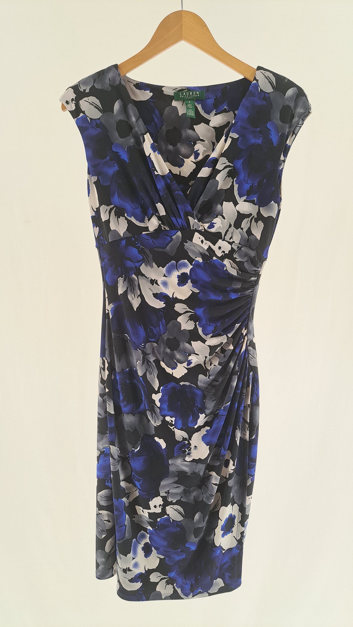 LAUREN RALPH LAUREN • KLÄNNING • MARINBLÅ BLOMMIGT MÖNSTER • STR. S