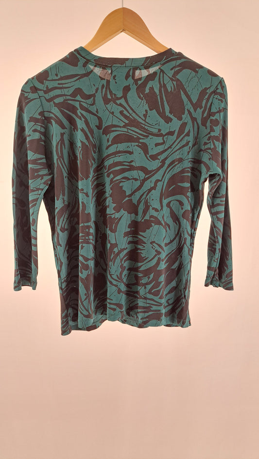 GANNI • BLUSE • GRØN/BRUN SWIRL PRINT • STR. M