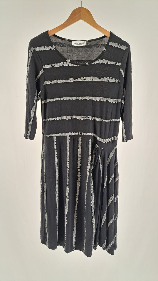 MARGIT BRANDT COPENHAGEN • DRESS • BLACK/GREY STRIPES • SIZE M