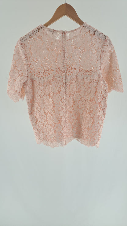 GANNI • TOP • LYSERØD BLOMSTERBLONDE • STR. XL