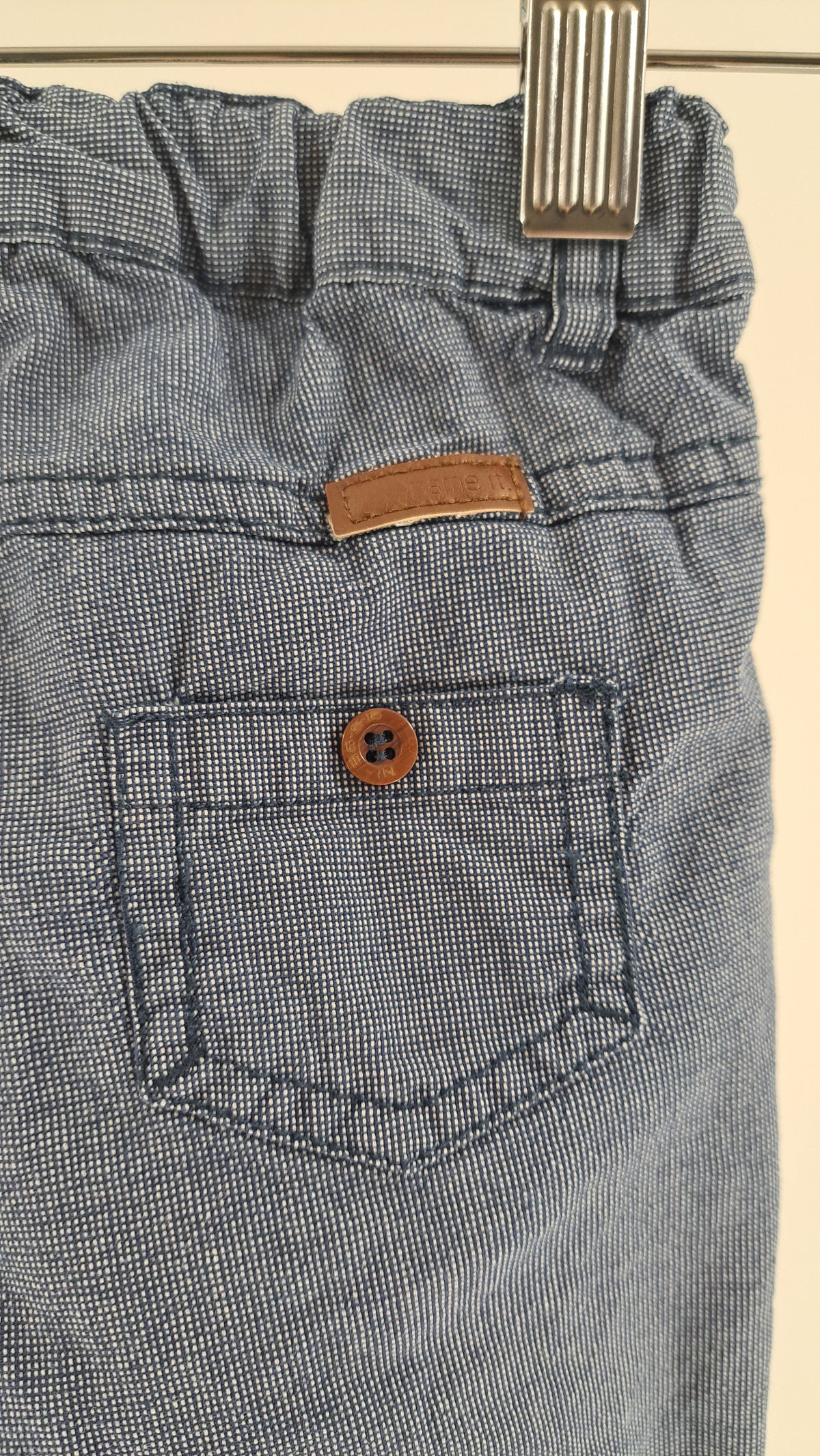 NAME IT • TROUSERS • NAVY CHAMBRAY • SIZE 68