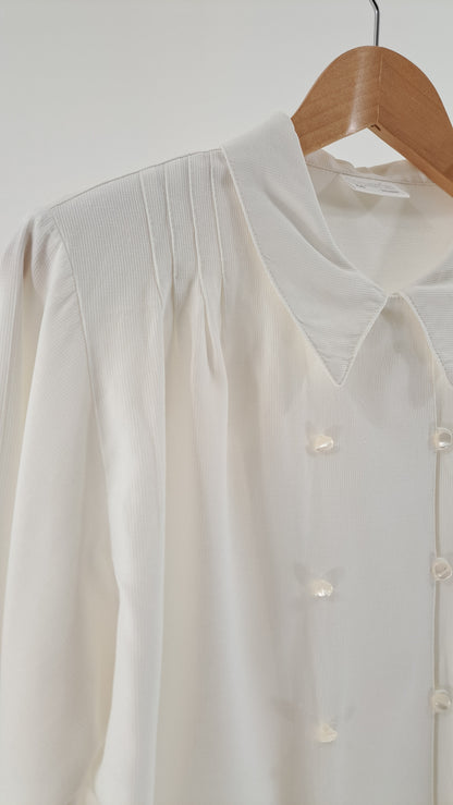 VINTAGE • BLUSE • RÅHVID PERLEMOR • STR. XXL